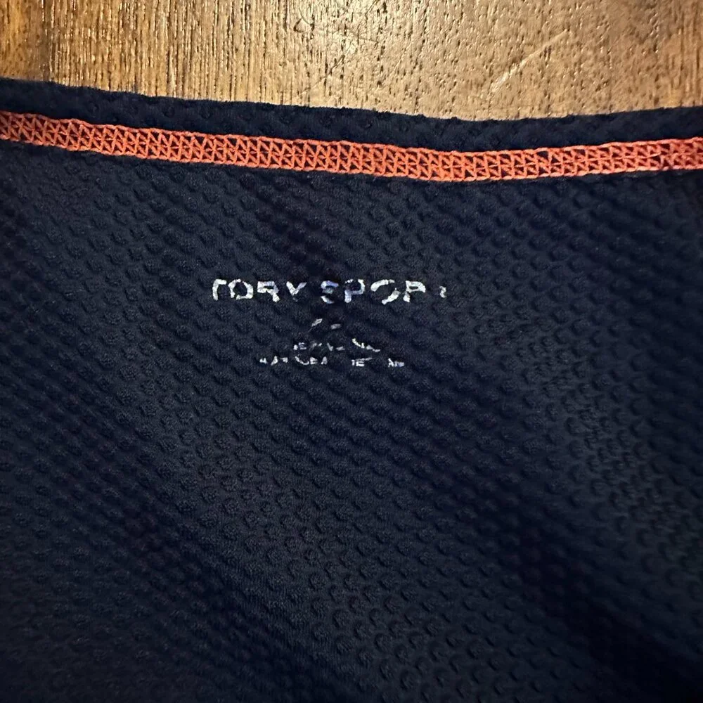 Tory Burch Sport Navy Blue & Red Fitted Mesh Tank Top Medium Luxury Sportswear - Picture 3 of 4